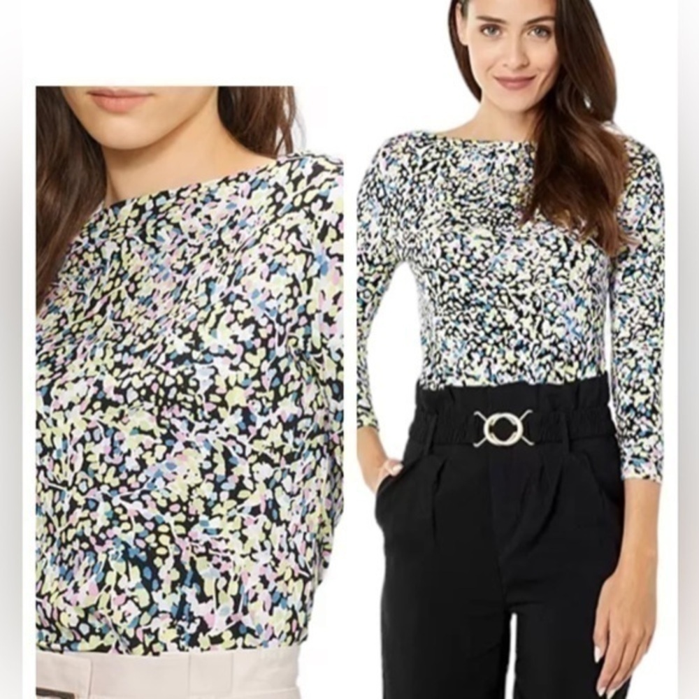 Ted Baker London Black Floral Top Tee Small